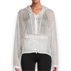 New with tags Good American Icy Leopard Print Windbreaker Jacket size 1 (s)